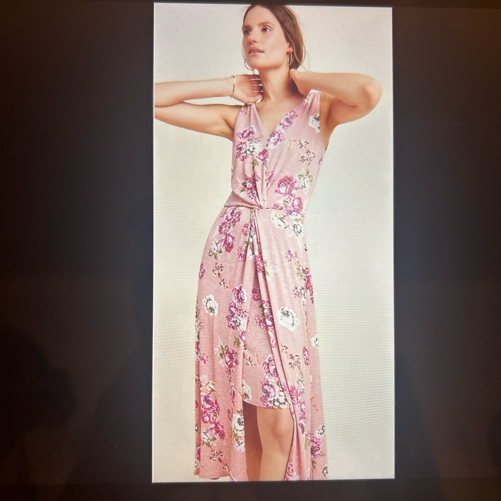 Anthropologie Pinkish/ Mauve Floral Maxi Dress